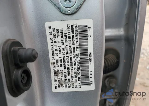 2015 Honda Civic Lx z USA, uszkodzony, nr VIN 19XFB2F5XFE267553